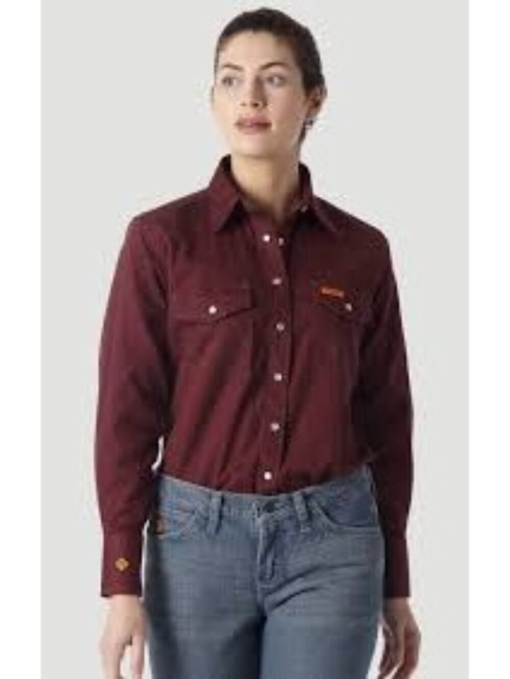 Wrangler Men's Flame-Resistant Button Up Shirt Maroon Size 3XL